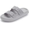 imageBRONAX Pillow Slippers for Women and Men  Adjustable Double Buckle Shower Slides  Cushioned Thick Sole SandalsY15  Dark Grey