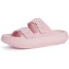 imageBRONAX Pillow Slippers for Women and Men  Adjustable Double Buckle Shower Slides  Cushioned Thick Sole SandalsY15  Pink