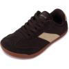 imageWHITIN Wide Barefoot Sneakers for Women  Brogue Toe Cap Style  SuedeKnit HybridBrown Gum