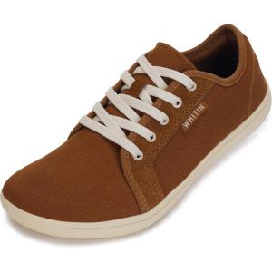 imageWHITIN Mens Canvas Barefoot Shoes  Wide ToeBox  ZeroDrop SoleW81 V2  Browm Beige