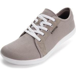imageWHITIN Mens Canvas Barefoot Shoes  Wide ToeBox  ZeroDrop SoleW81 V2  Brown Grey Canvas
