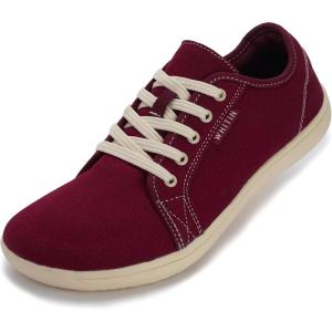 imageWHITIN Mens Canvas Barefoot Shoes  Wide ToeBox  ZeroDrop SoleW81 V2  Wine Red Canvas