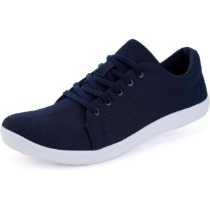 imageWHITIN Mens Fashion Barefoot Knit Minimalist Sneakers Wide Width fit Zero Drop Sole Size 10511 Minimus Casual Shoes Walking Woven Laces Up Blue 44