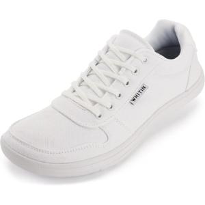 imageWHITIN Mens Wide Barefoot Shoes  Stylish Canvas Minimalist Sneakers  Zero Drop SoleW882  White Canvas Upper