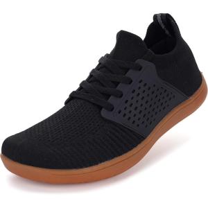 imageWHITIN Mens Wide Minimalist Barefoot Sneakers  Zero Drop  Midfoot StabilityW85 Classic Black Gum