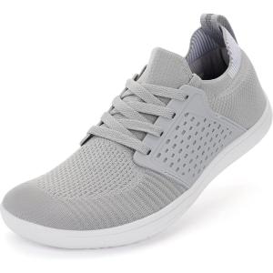 imageWHITIN Mens Wide Minimalist Barefoot Sneakers  Zero Drop  Midfoot StabilityW85 Light Grey
