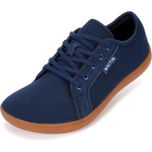 imageWHITIN Mens Wide Minimalist Barefoot Sneakers  Zero Drop Sole  Optimal RelaxationW81 Dark Blue Gum