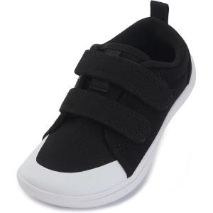 imageWHITIN ToddlerBoysGirls Barefoot Shoes  Kids Wide Width Minimalist Sneakers  Classic Canvas  Supports Natural Foot GrowthW8k8  Black White
