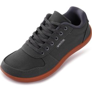 imageWHITIN Wide Toe Box Barefoot Sneakers for Women  Lightweight Canvas Minimalist ShoesGrey Gum
