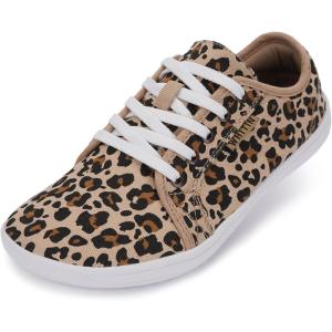 imageWHITIN Womens Canvas Barefoot Shoes  Wide Width Minimalist Sneakers  Classic Fit Low TopW81v2  Canvas Leopard