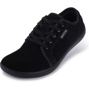 imageWHITIN Womens Genuine Leather Wide Barefoot Shoes  Footloose Minimalist Style  Zero Drop ampamp FlatW81v5  All Black