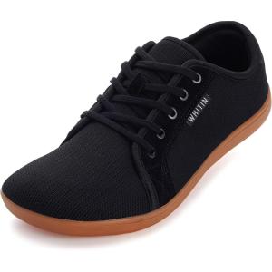 imageWHITIN Womens Minimalist Barefoot Shoes  Zero Drop Sole  Wide Width Fashion SneakerW81  Black Gum