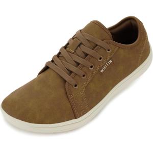 imageWHITIN Womens Minimalist Barefoot Shoes Size 105 Zero Drop Wide Width Toe Box Fashion Sneakers Walking Sport Road Running Leather Gym Flat Brown 42