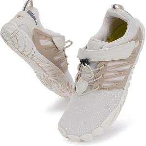 imageWHITIN Womens Minimalist Barefoot Shoes Zero Drop Trail Running Five Fingers Size Wide Toe Box Ladies Sneakers Runner RedW30  Beige