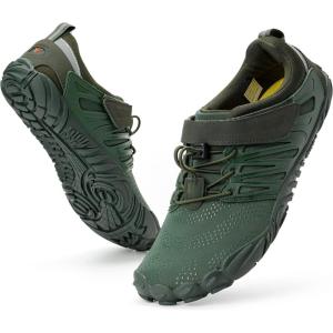 imageWHITIN Womens Minimalist Barefoot Shoes Zero Drop Trail Running Five Fingers Size Wide Toe Box Ladies Sneakers Runner RedW30  Green