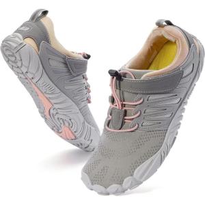 imageWHITIN Womens Minimalist Barefoot Shoes Zero Drop Trail Running Five Fingers Size Wide Toe Box Ladies Sneakers Runner RedW30  PinkGrey