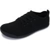 imageWHITIN Mens Slipon Minimalist Barefoot Shoes  Zero Drop Sole  Wide Toe BoxAll Black