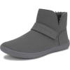 imageWHITIN Wide Toe Box Barefoot Ankle Boots for Women Zero Drop Sole Adjustable Velcro Size 8 Minimalist Fashion Short Booties Pullon Warm Cozy Leather Grey