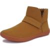 imageWHITIN Womens Wide Toe Box Barefoot Boots Ankle Minimalist Zero Drop Sole Shoes Size 8 Fashion Sneakers Adjustable Velcro Strap Flat Casual Brown Gum