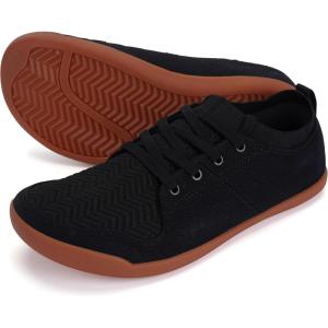 imageWHITIN Mens Slipon Minimalist Barefoot Shoes  Zero Drop Sole  Wide Toe BoxBlackGum