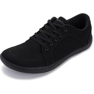 imageWHITIN Mens Wide Canvas Barefoot ampamp Minimalist Shoes  Zero Drop SoleW892  All Black