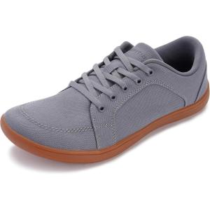 imageWHITIN Mens Wide Canvas Barefoot ampamp Minimalist Shoes  Zero Drop SoleW892  Dark Grey