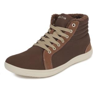 imageWHITIN Mens Wide Winter Barefoot Shoes  Hitop Minimalist Sneakers  Zero Drop Sole  Optimal Warmth ampamp ProtectionW826  Brown Beige