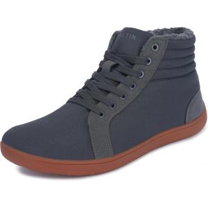 imageWHITIN Mens Wide Winter Barefoot Shoes  Hitop Minimalist Sneakers  Zero Drop Sole  Optimal Warmth ampamp ProtectionW826  Grey Gum
