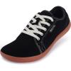 imageWHITIN Womens Genuine Leather Wide Barefoot Shoes  Footloose Minimalist Style  Zero Drop amp FlatW81v5  Black Gum