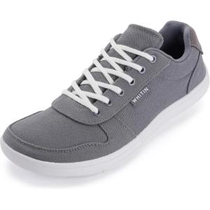 imageWHITIN Mens Wide Barefoot Shoes  Stylish Canvas Minimalist Sneakers  Zero Drop SoleW882  Grey White
