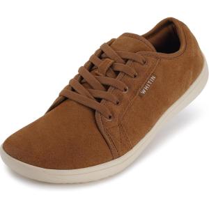 imageWHITIN Womens Genuine Leather Wide Barefoot Shoes  Footloose Minimalist Style  Zero Drop amp FlatW81v5  Brown Beige