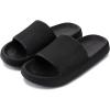 imageWHITIN Pillow Slippers for Women Non Slip  Cushioned Thick Sole Slides  Quick Drying Bathroom SandalsBlack