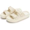 imageWHITIN Slides for Women Men Double Buckle Adjustable Thick Sole Pillow Slippers Bathroom SandalsBeige