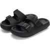 imageWHITIN Slides for Women Men Double Buckle Adjustable Thick Sole Pillow Slippers Bathroom SandalsBlack