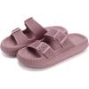 imageWHITIN Slides for Women Men Double Buckle Adjustable Thick Sole Pillow Slippers Bathroom SandalsBlush