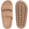 imageWHITIN Slides for Women Men Double Buckle Adjustable Thick Sole Pillow Slippers Bathroom SandalsBrown
