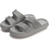 imageWHITIN Slides for Women Men Double Buckle Adjustable Thick Sole Pillow Slippers Bathroom SandalsGrey