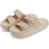 imageWHITIN Slides for Women Men Double Buckle Adjustable Thick Sole Pillow Slippers Bathroom SandalsKhaki