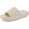 imageWHITIN Pillow Slippers for Women Non Slip  Cushioned Thick Sole Slides  Quick Drying Bathroom SandalsBeige