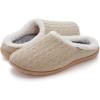 imageWHITIN Women Arch Support Fuzzy Knitted Slipper Warm Slip On House ShoesKhaki