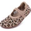 imageWHITIN Womens Barefoot Mary Jane Flats  Wide Toe Box  Zero Drop Sole  Adjustable StrapsW94  Leopard