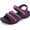 imageWHITIN Womens Hiking Sandals with Arch Support  Adjustable Hook and Loop Straps  Durable Sport Sandals for Outdoor AdventureC51  Darkpurple