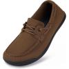imageWHITIN Womens Wide Slipon Barefoot Shoes  LaceUp Casual Boat Shoes amp MocToe LoafersBrown