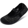 imageWHITIN Womens Wide Toe Box Barefoot Mary Jane Flats  Zero DropW95  Black White
