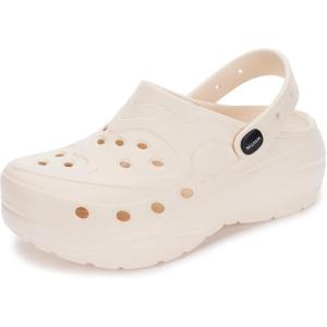 imageWHITIN Clogs for Women  Thick Sole Cushioned Garden ShoesBeige
