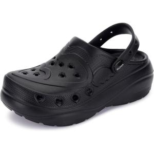 imageWHITIN Clogs for Women  Thick Sole Cushioned Garden ShoesBlack