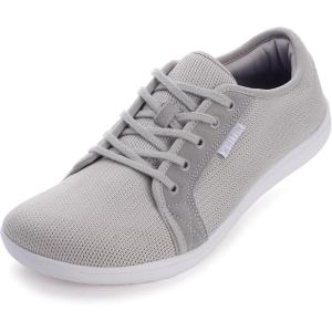 imageWHITIN Mens Wide Minimalist Barefoot Sneakers  Zero Drop Sole  Optimal RelaxationLight Grey