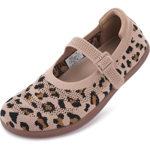 imageWHITIN Womens Barefoot Mary Jane Flats  Wide Toe Box  Zero Drop Sole  Adjustable StrapsW94  Leopard