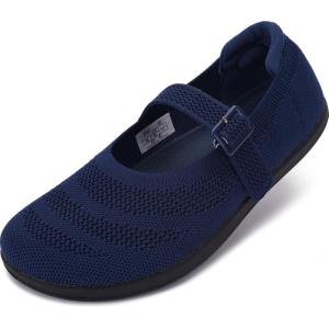 imageWHITIN Womens Barefoot Mary Jane Flats  Wide Toe Box  Zero Drop Sole  Adjustable StrapsW94  Navy Blue