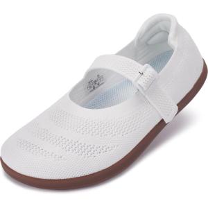 imageWHITIN Womens Barefoot Mary Jane Flats  Wide Toe Box  Zero Drop Sole  Adjustable StrapsW94  White